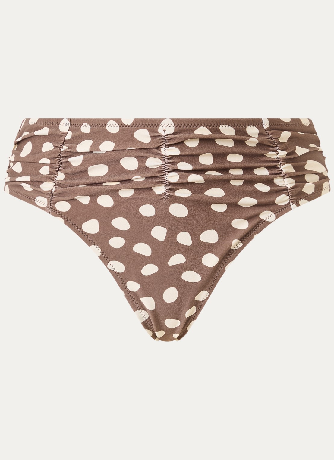 Barts Dauna high waisted bikinislip met stippenprint - voorkant 2 lichtbruin