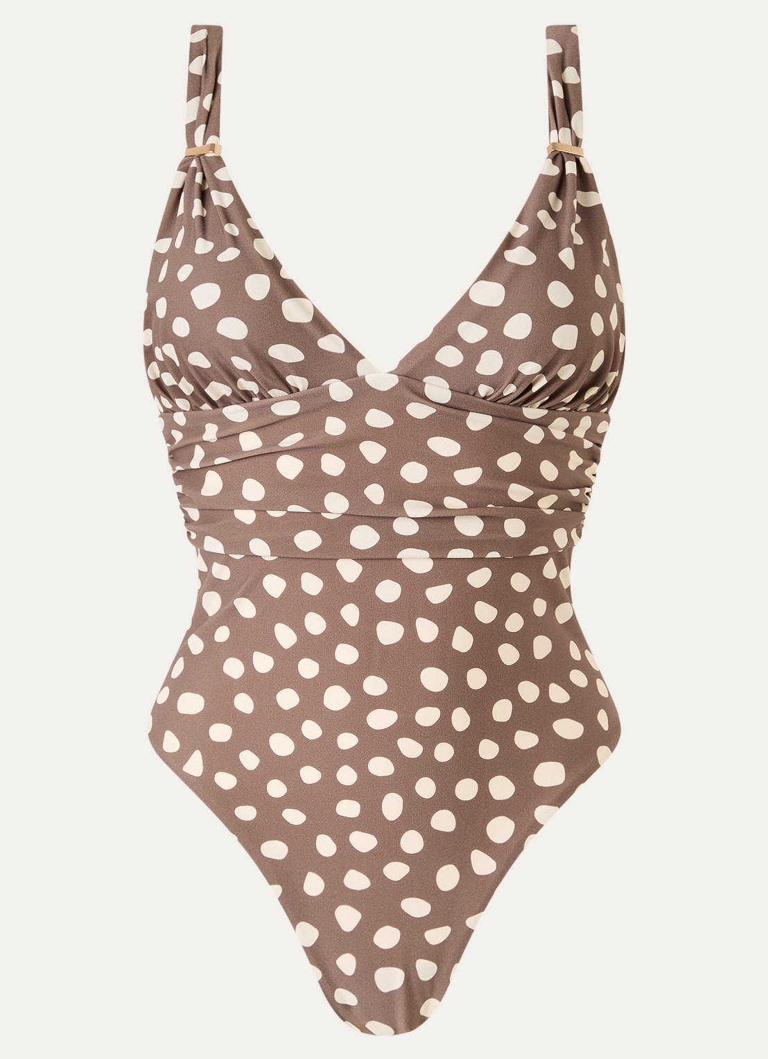 Barts Dauna plunge badpak met stippenprint - voorkant 3 beige