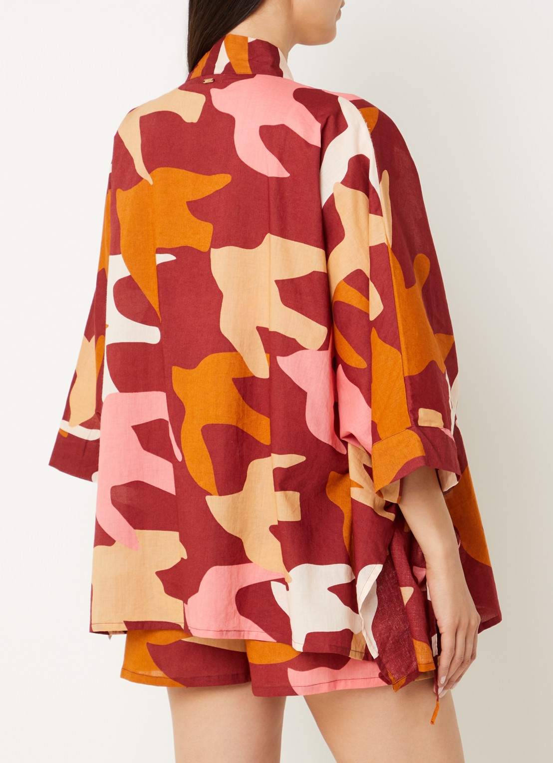 Barts Falesy kimono met camouflageprint - achterkant 4 steenrood