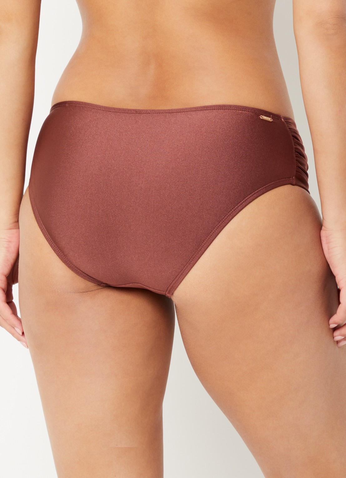 Barts Isla bikinislip met metallic finish - achterkant kastanjebruin