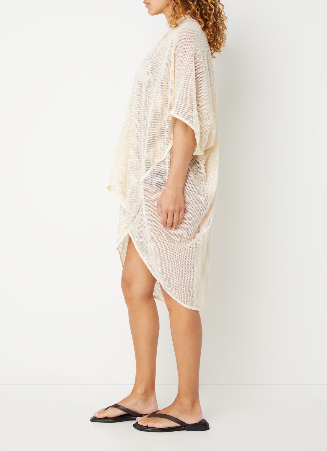 Barts Jacintou semi-transparante kaftan met opengewerkt dessin - voorkant 3 ivoor