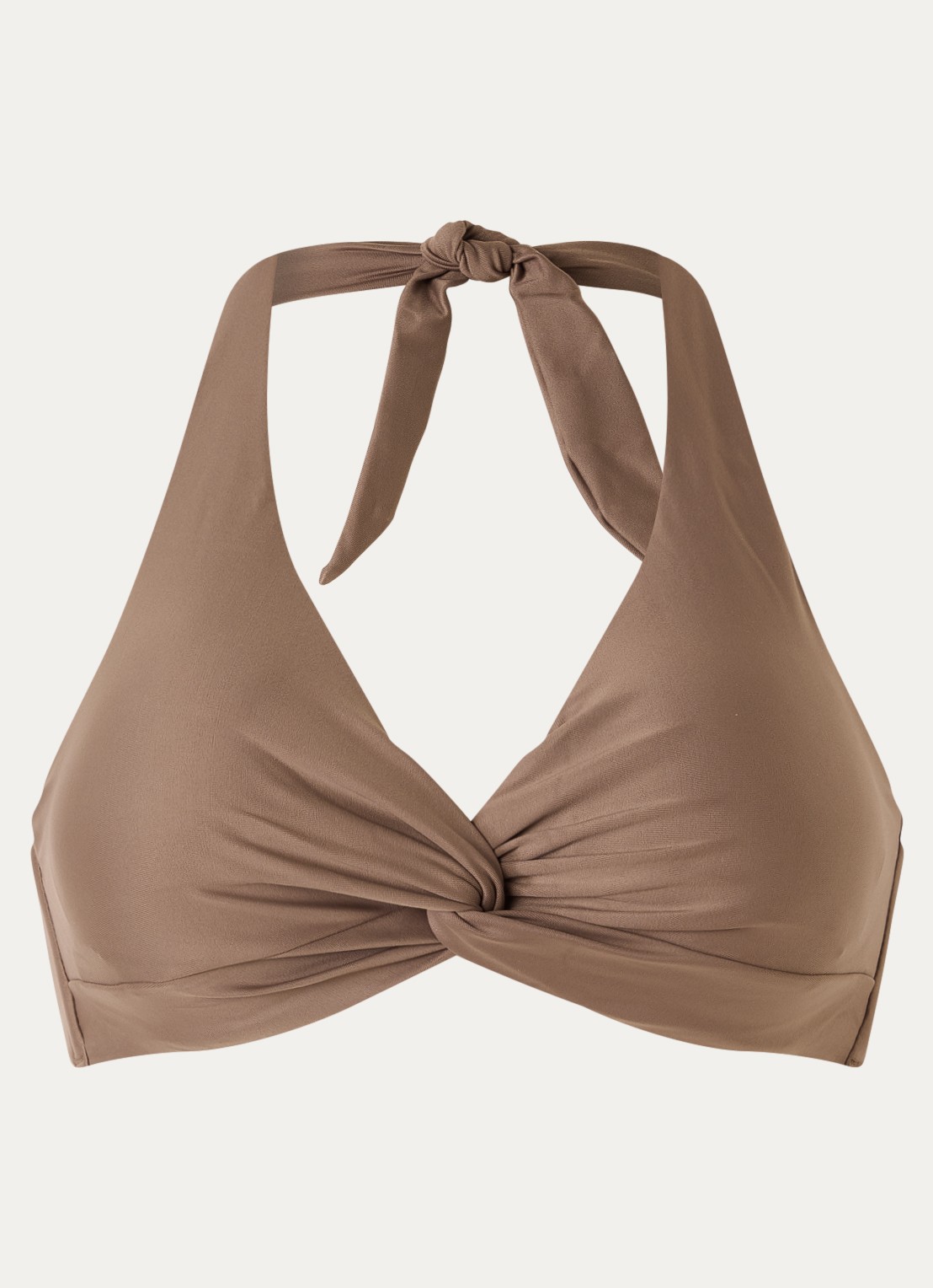 Barts Kelli Cross halter bikinitop met knoopdetail - voorkant 2 beige