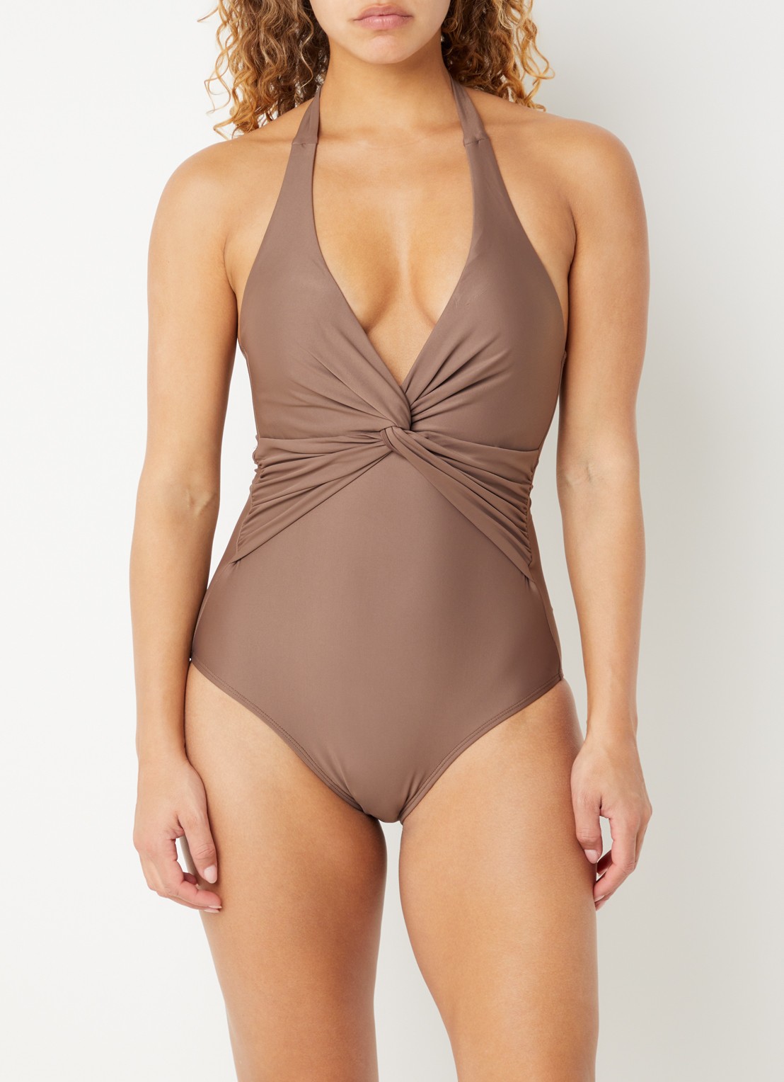 Barts Kellie Halter corrigerend badpak met knoopdetail - detail lichtbruin