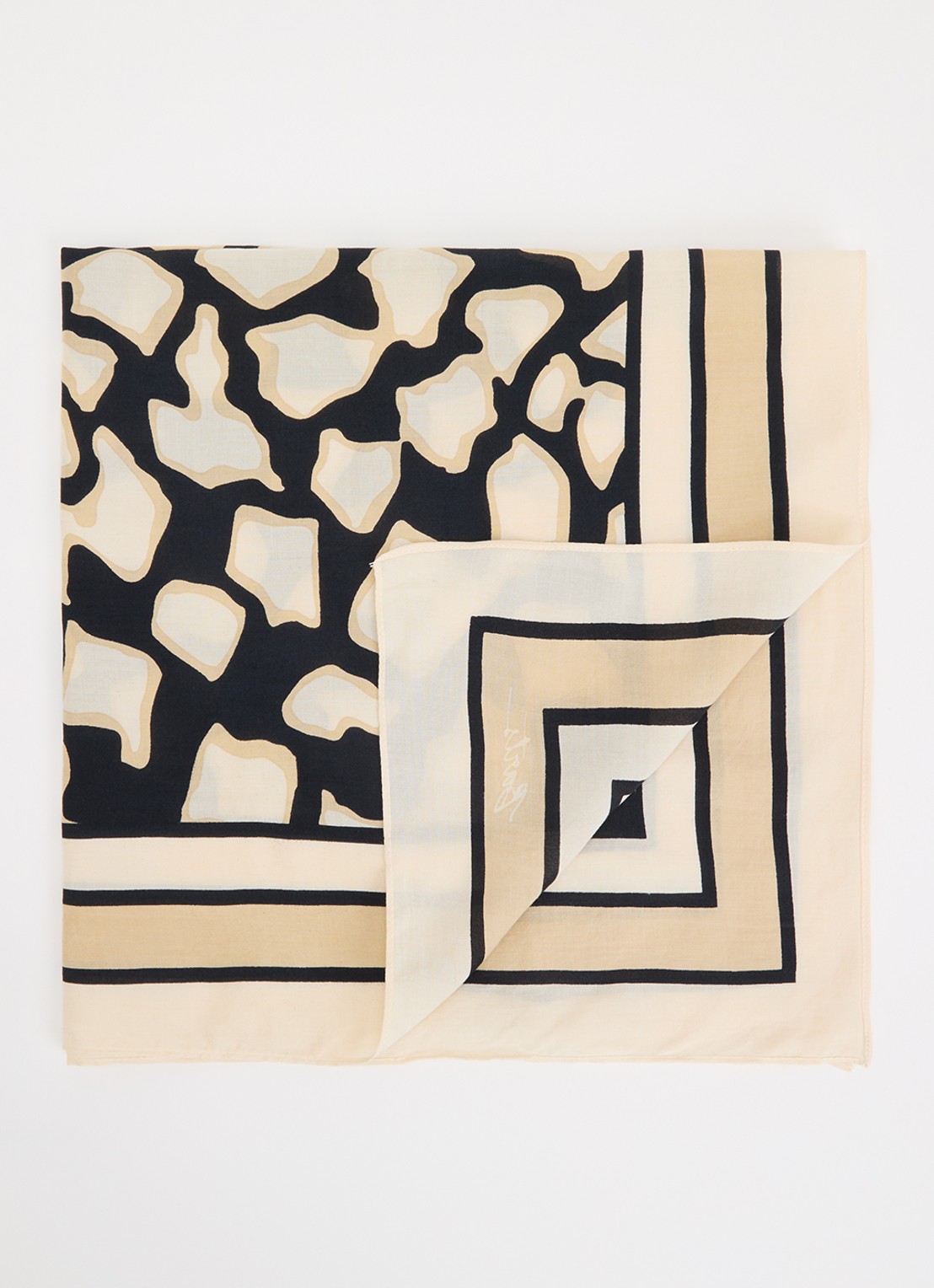 Barts Leylaf sjaal met print 62 x 62 cm - voorkant 3 creme