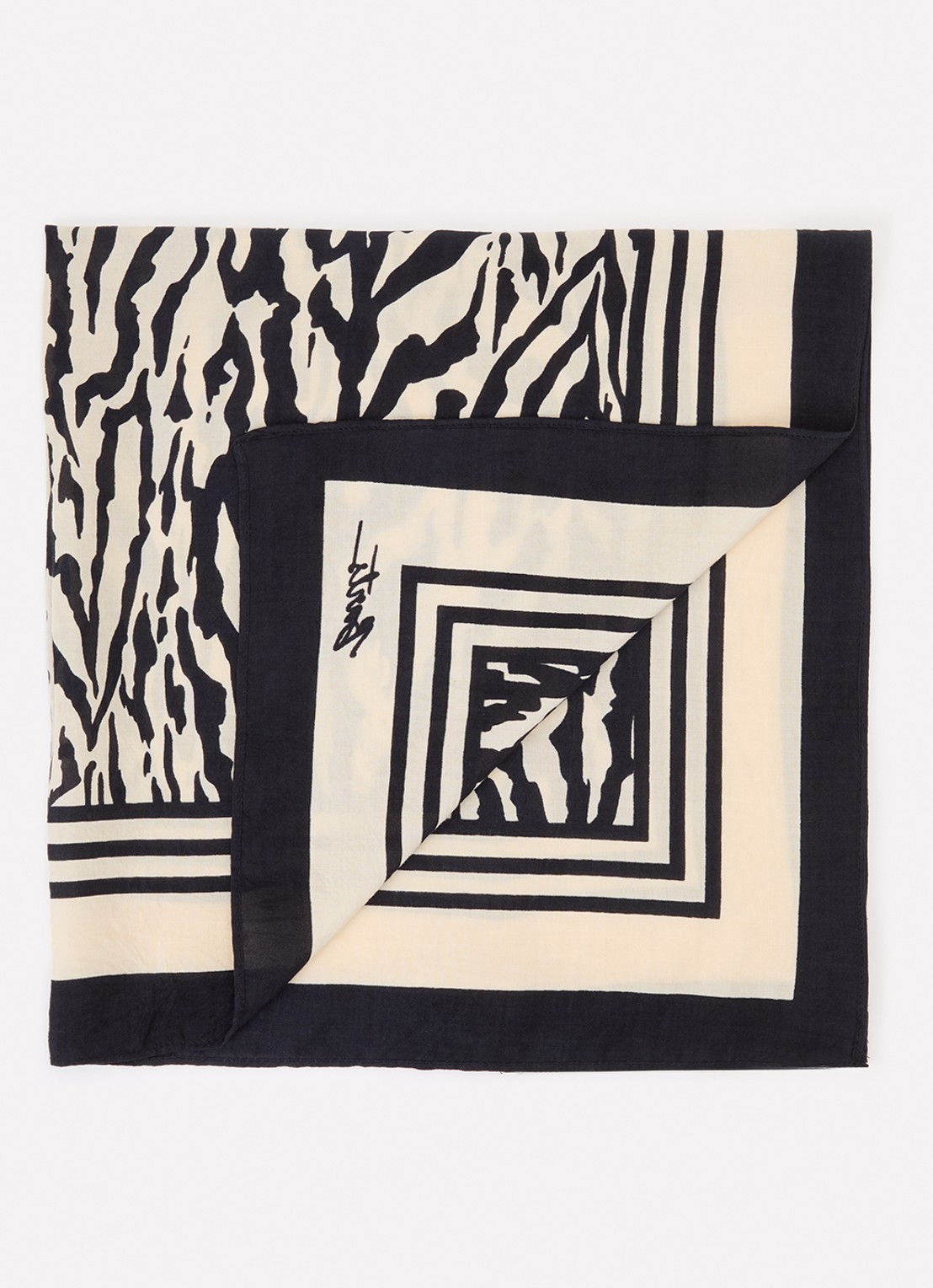 Barts Leylaf sjaal met print 62 x 62 cm - voorkant zwart