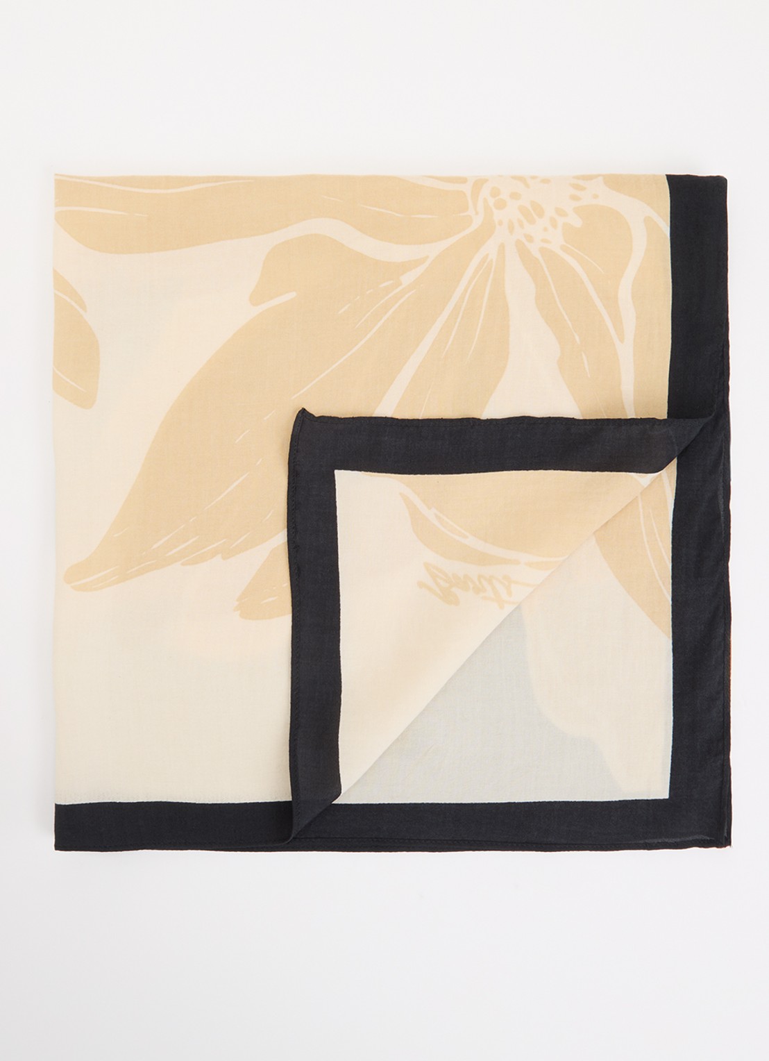Barts Leylaf sjaal met print 62 x 62 cm - voorkant 3 beige