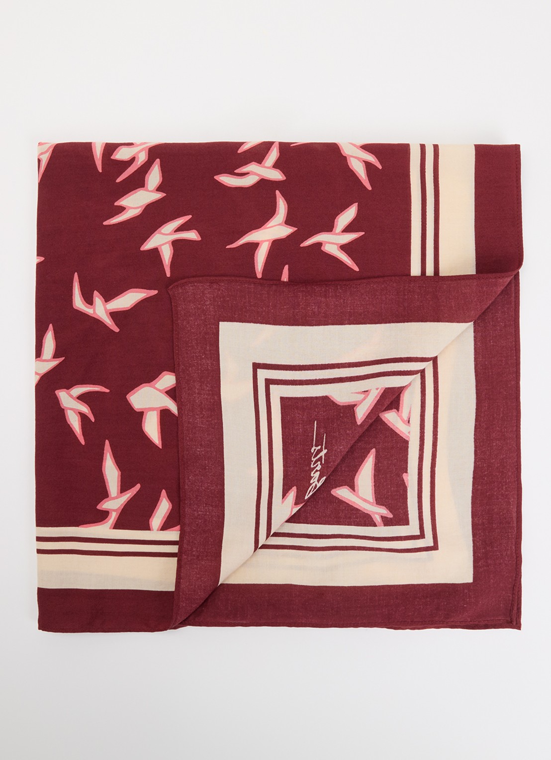 Barts Leylaf sjaal met print 62 x 62 cm - voorkant 3 steenrood