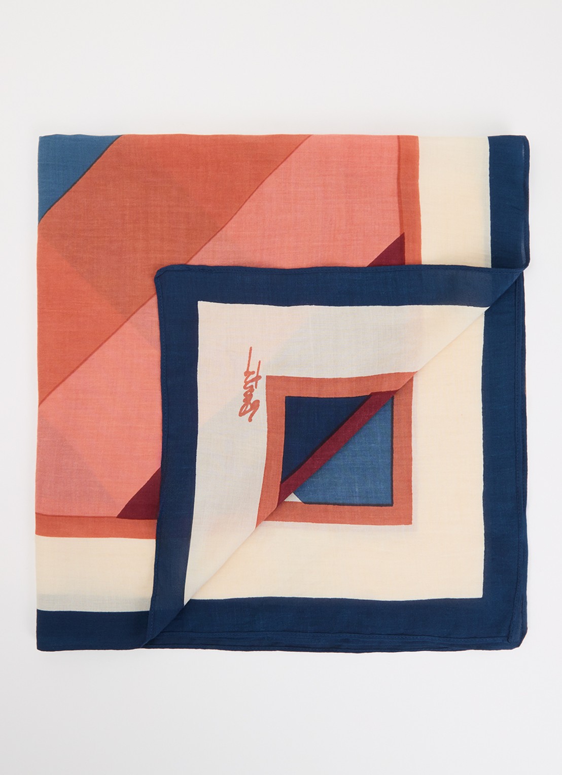 Barts Leylaf sjaal met print 62 x 62 cm - voorkant abrikoos