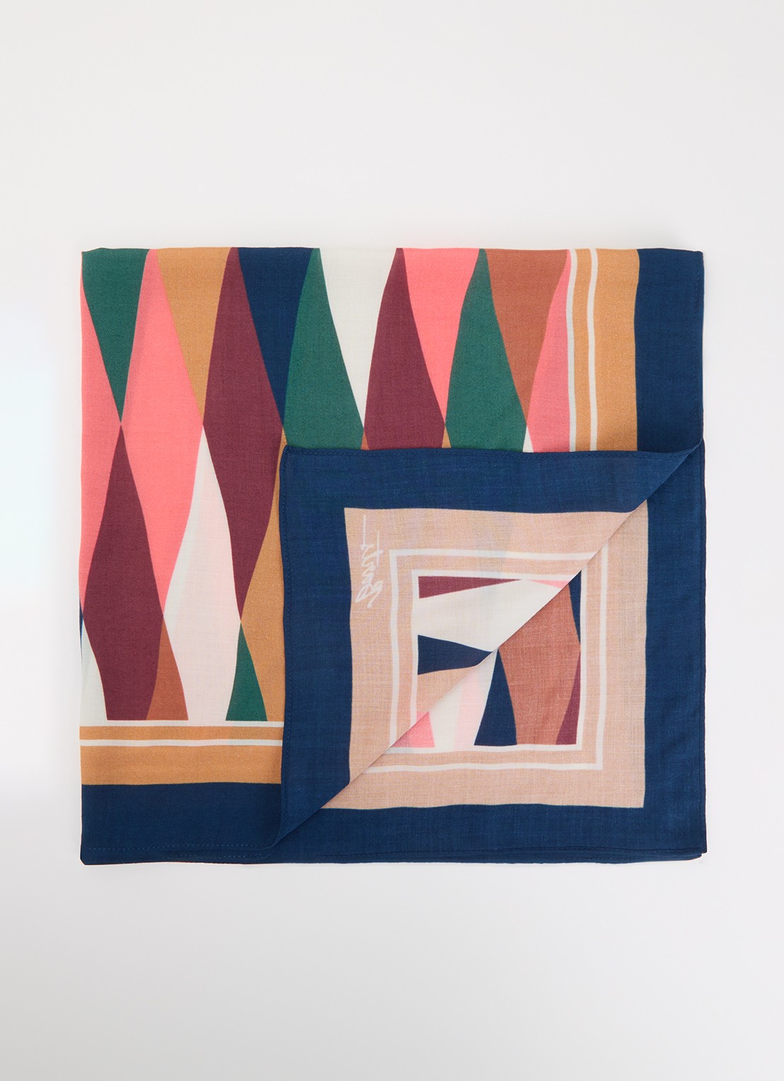 Barts Leylaf sjaal met print 62 x 62 cm - voorkant 3 camel