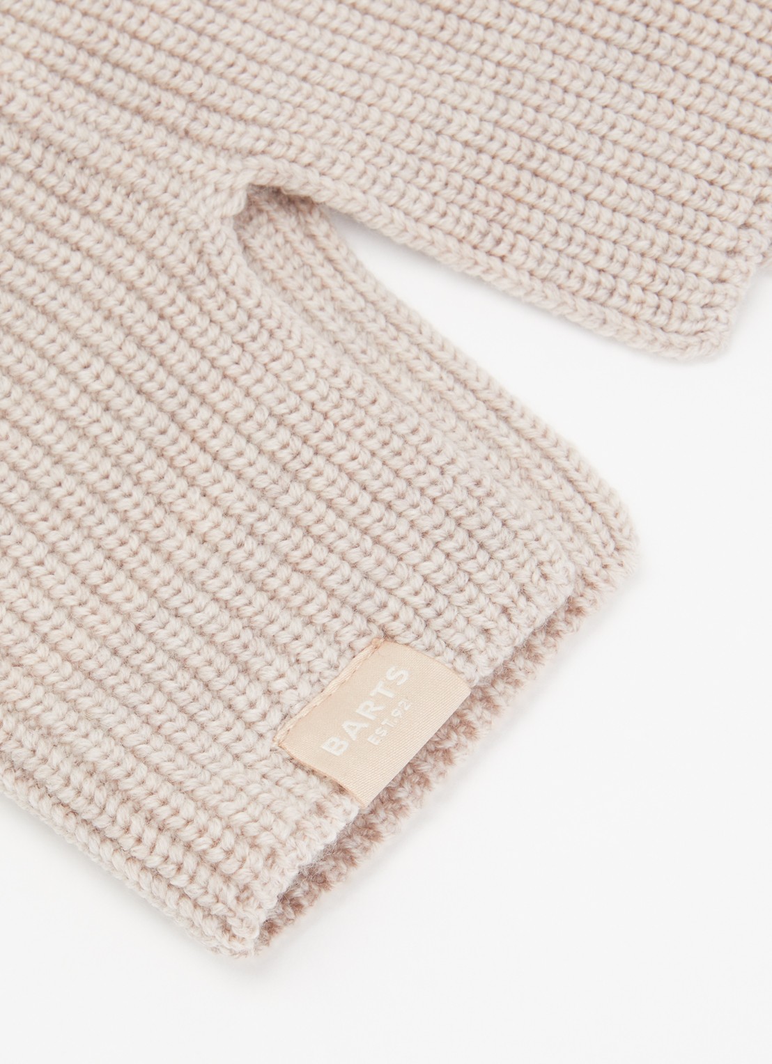 Barts Makalyn Small ribgebreide colsjaal van merino wol - detail beige
