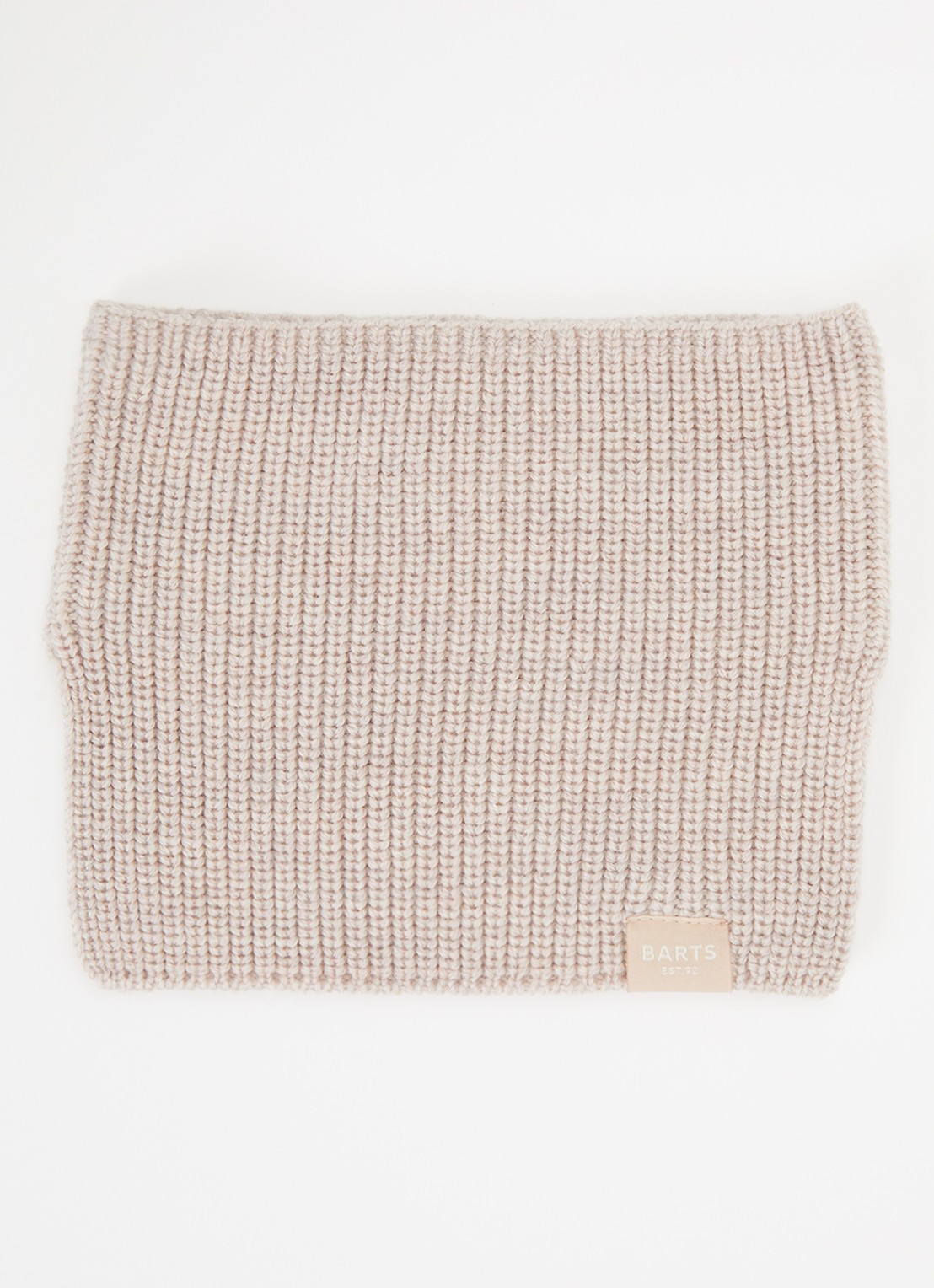 Barts Makalyn Small ribgebreide colsjaal van merino wol - voorkant 2 beige