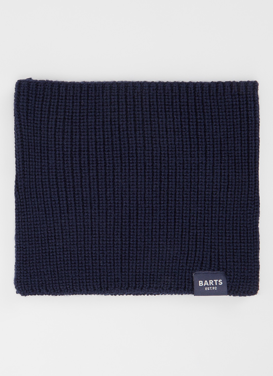 Barts Makalyn Small ribgebreide colsjaal van merino wol - voorkant donkerblauw