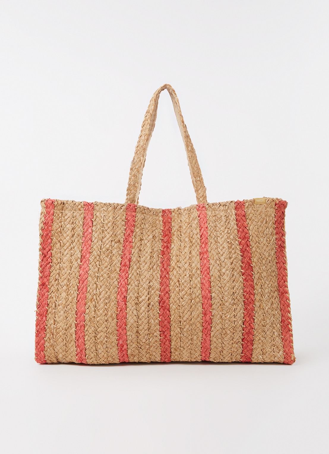 Barts Makemo shopper van raffia - voorkant 2 donkerbeige