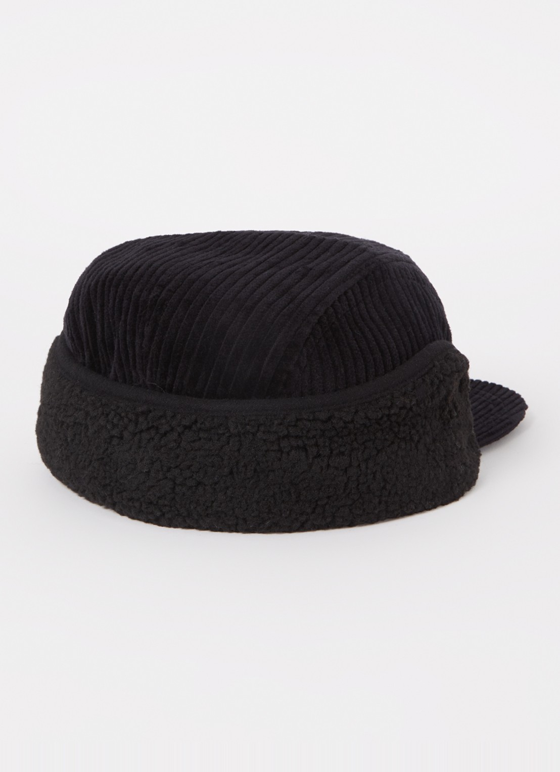 Barts Rayner muts van corduroy met teddy detail - detail zwart