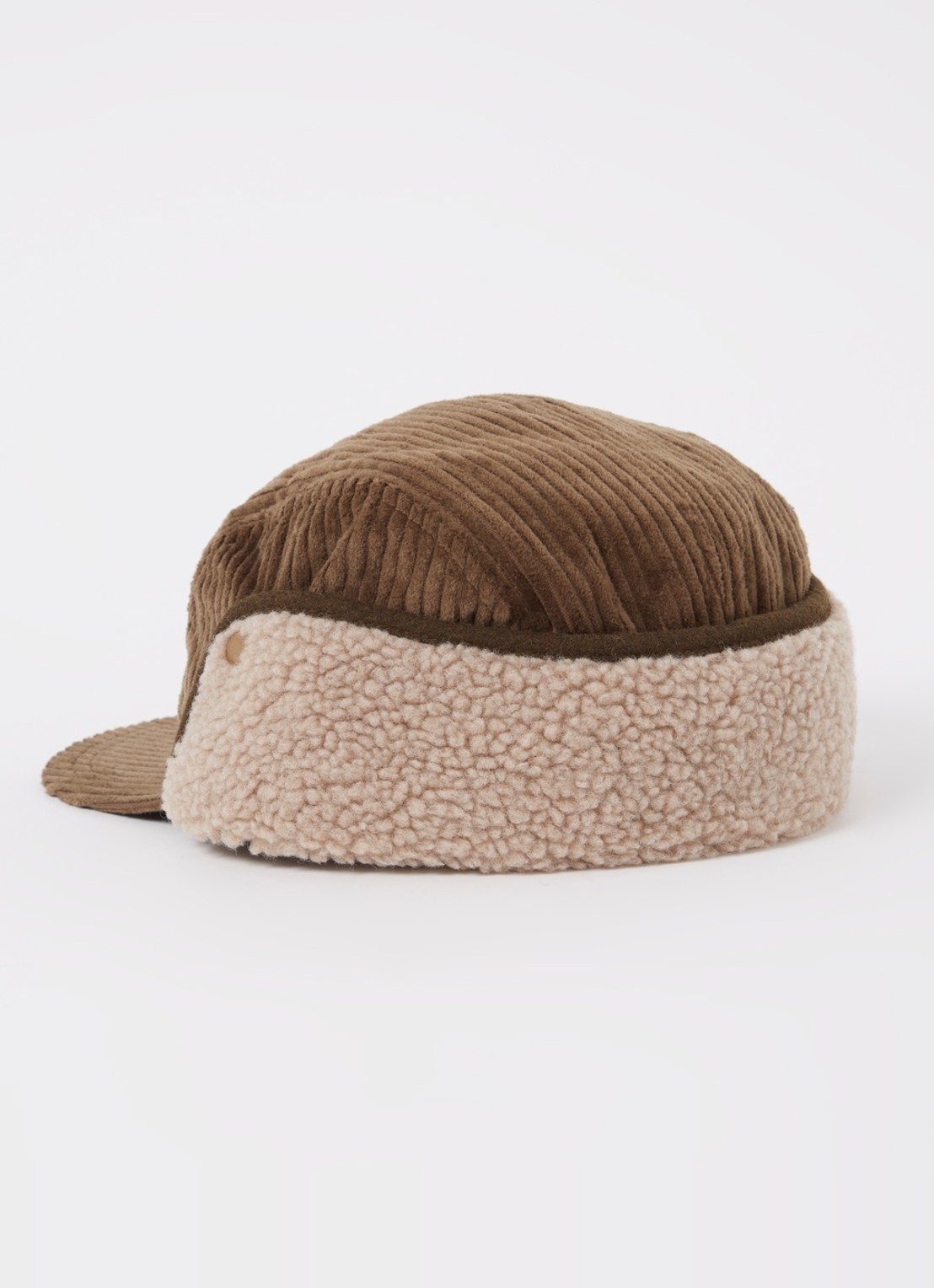 Barts Rayner muts van corduroy met teddy detail - detail bruin
