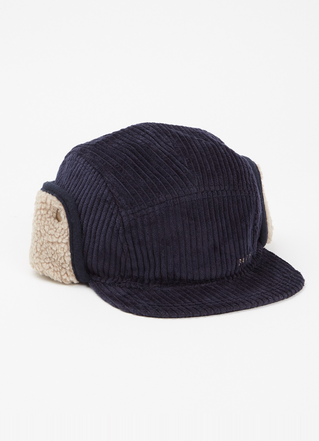 Barts Rayner muts van corduroy met teddy detail - voorkant donkerblauw