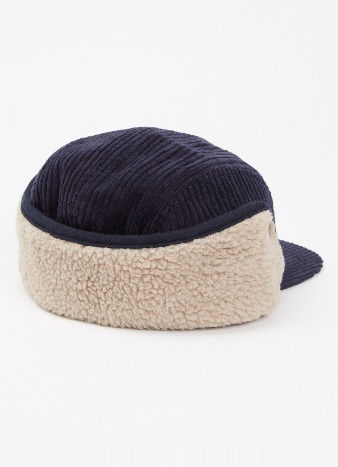 Barts Rayner muts van corduroy met teddy detail - voorkant 2 donkerblauw