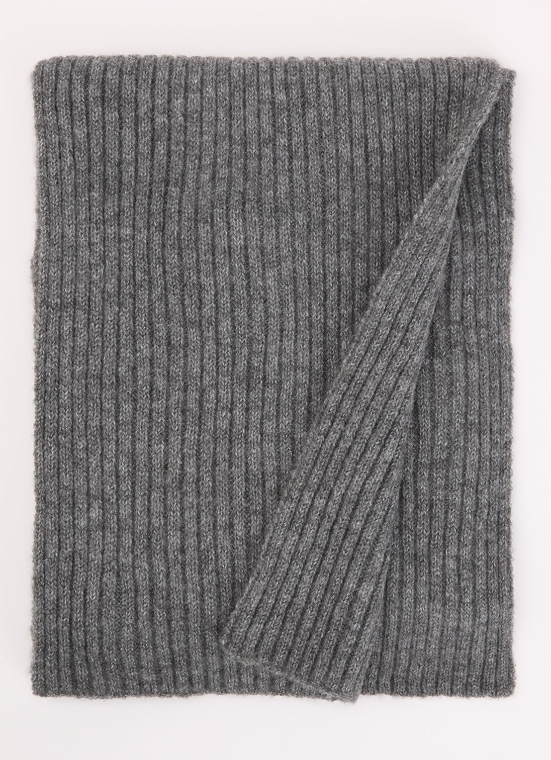 Barts Ribgebreide sjaal in wolblend 180 x 25 cm - voorkant middengrijs