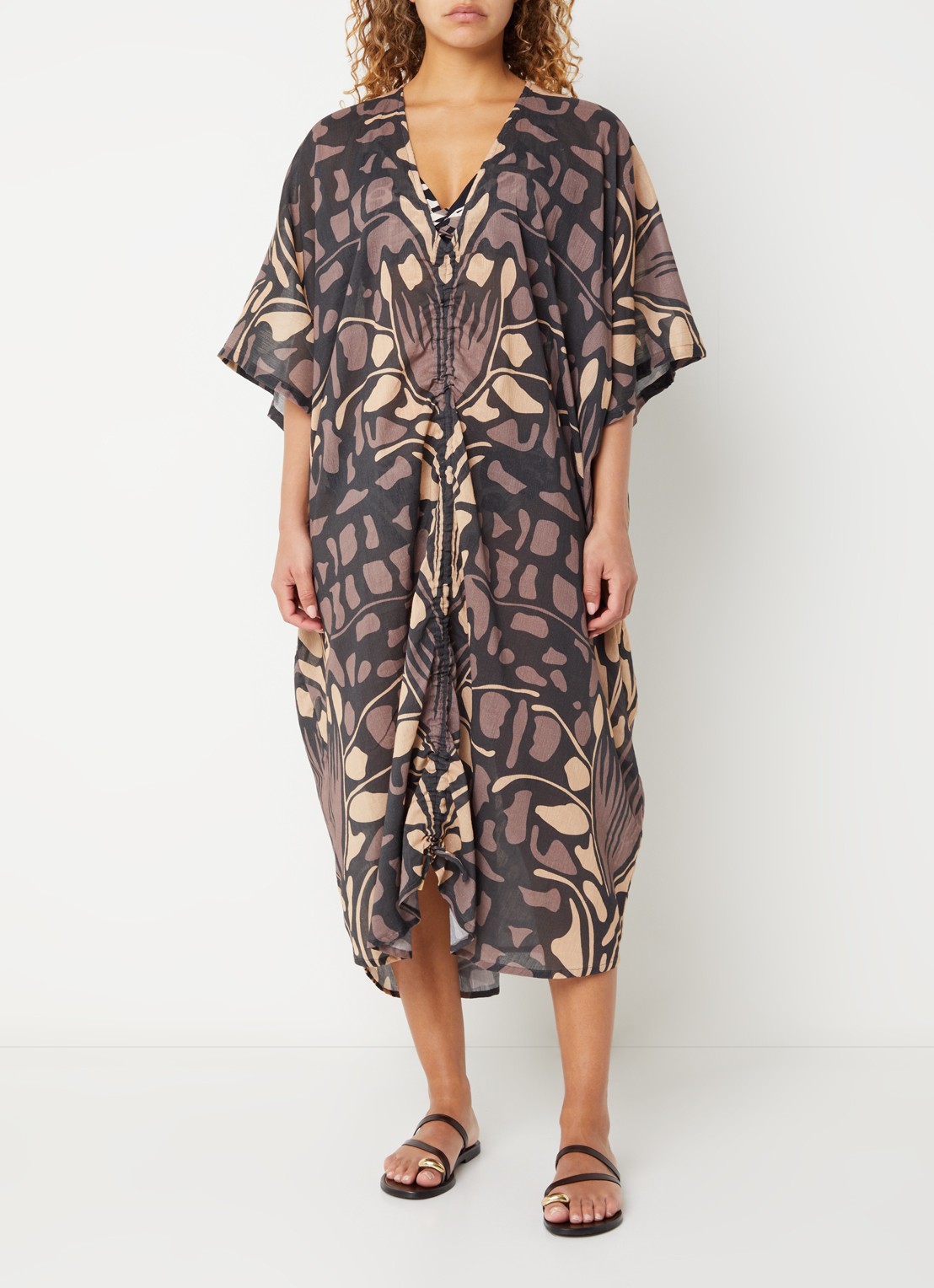 Barts Rochau kaftan met print - detail 3 zwart
