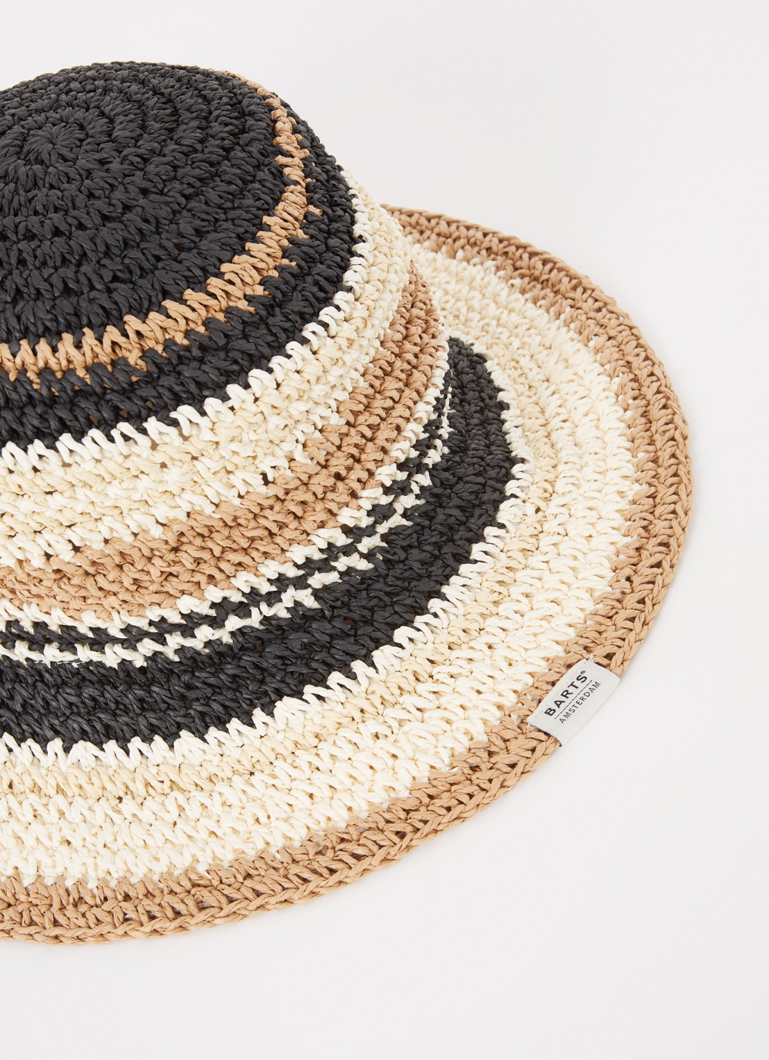 Barts Silaa bucket hoed van raffia - detail zwart