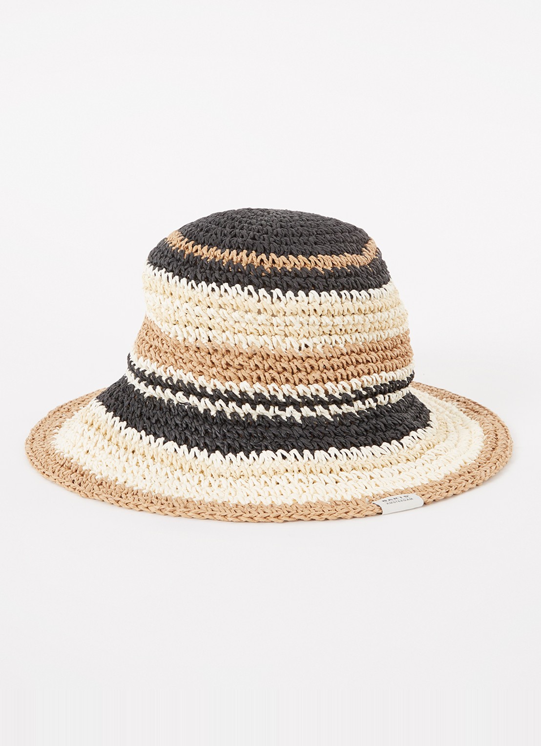 Barts Silaa bucket hoed van raffia - voorkant 2 zwart