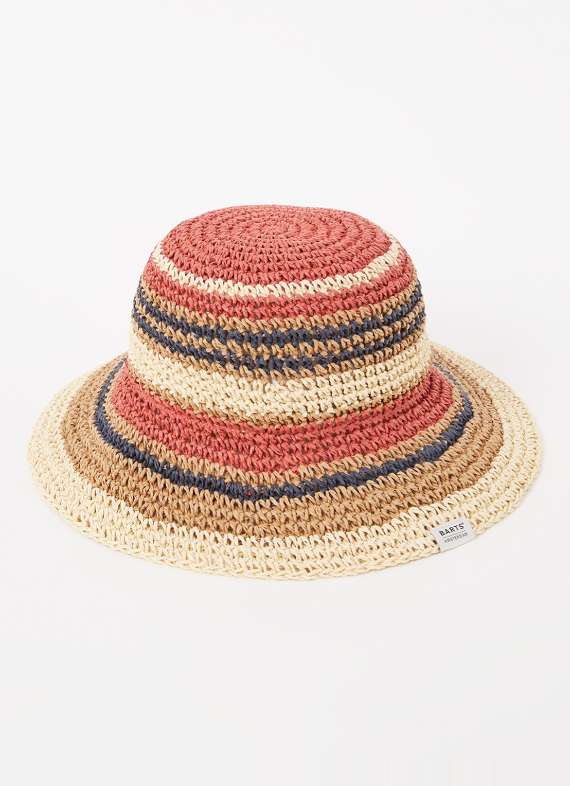 Barts Silaa bucket hoed van raffia - voorkant cranberryrood