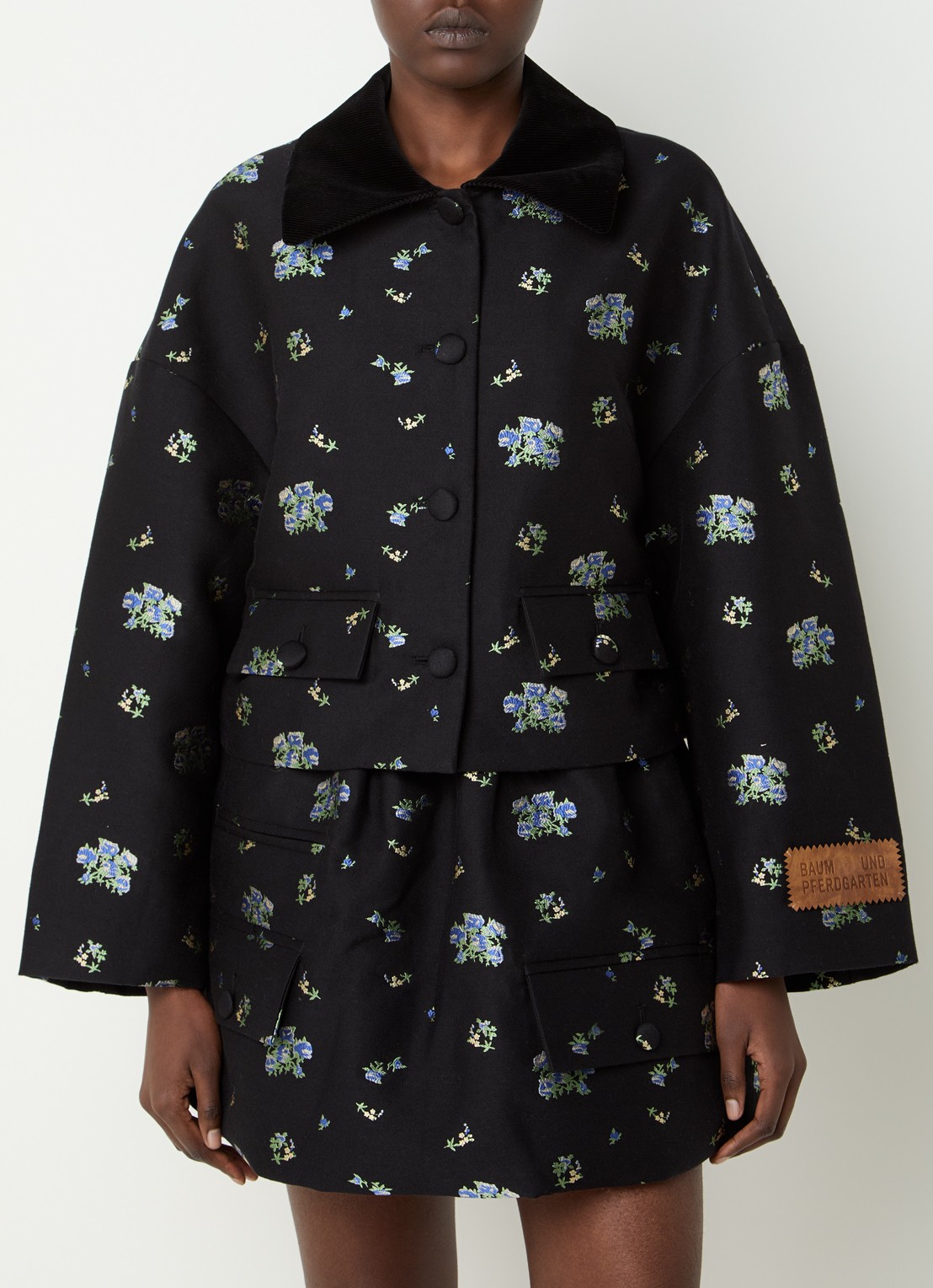 Baum und Pferdgarten Bebeth blazer met jacquard dessin en klepzakken - detail 2 zwart