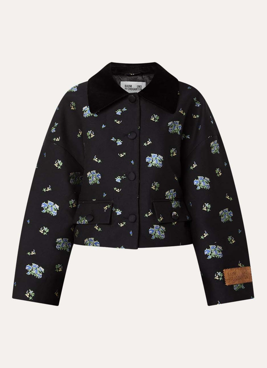 Baum und Pferdgarten Bebeth blazer met jacquard dessin en klepzakken - voorkant 3 zwart