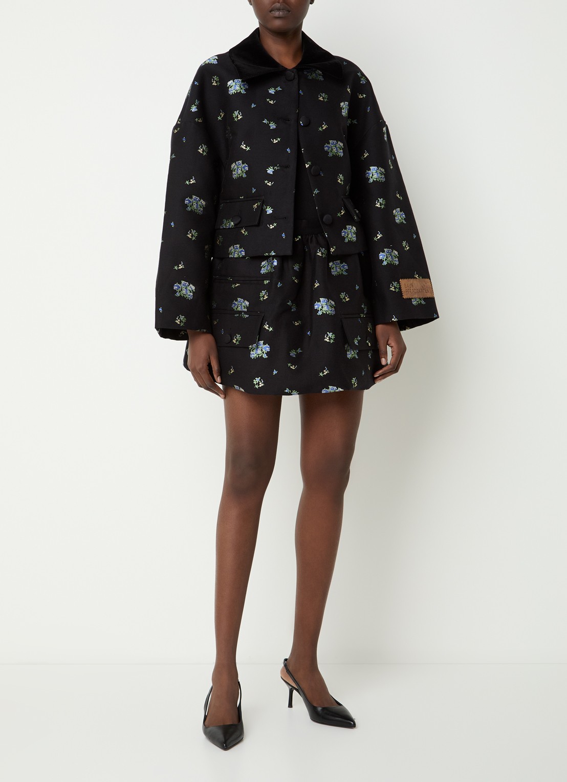 Baum und Pferdgarten Bebeth blazer met jacquard dessin en klepzakken - voorkant 4 zwart