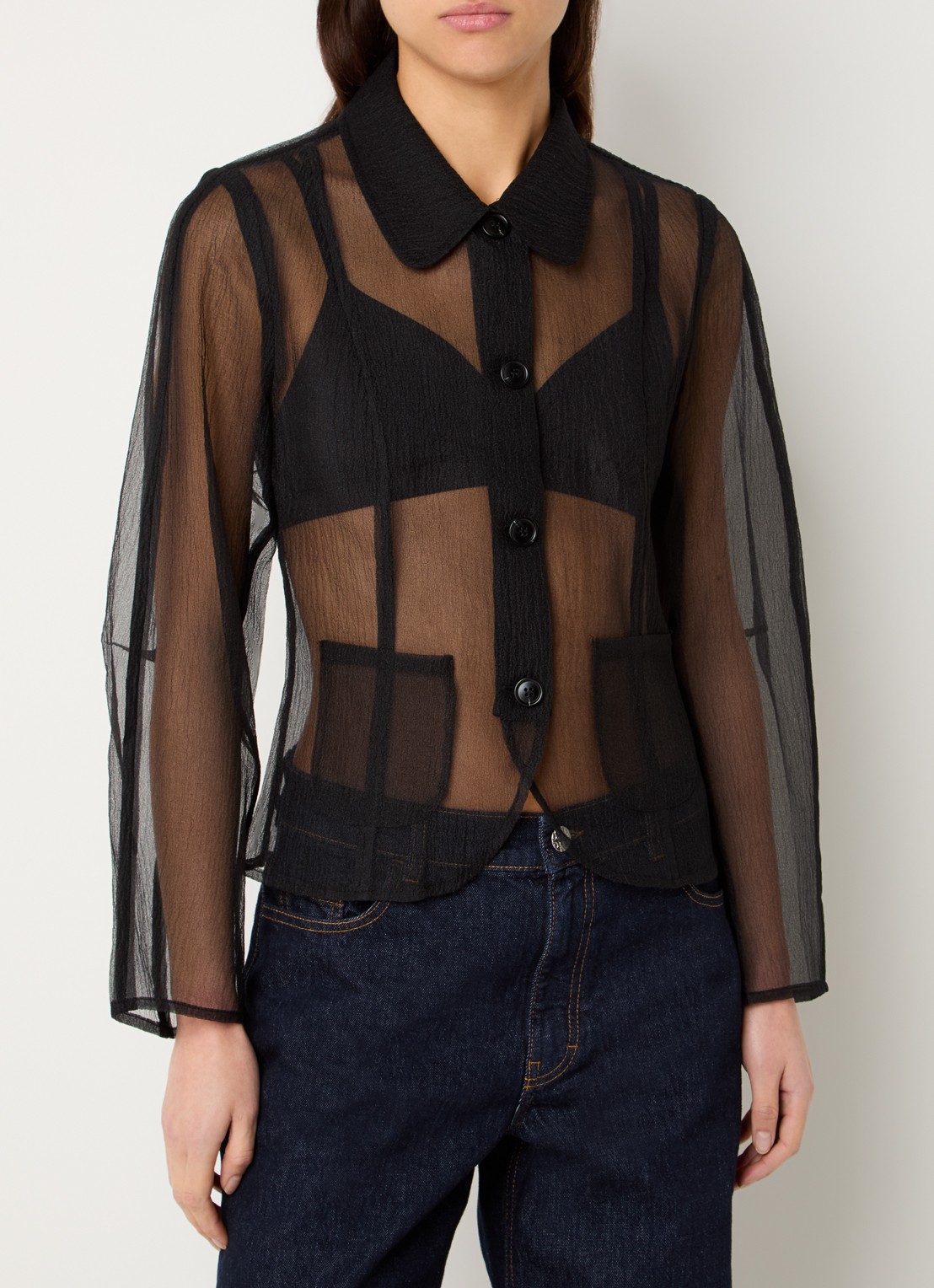 Baum und Pferdgarten Belottie semi-transparante blouse met opgestikte zakken - detail 2 zwart