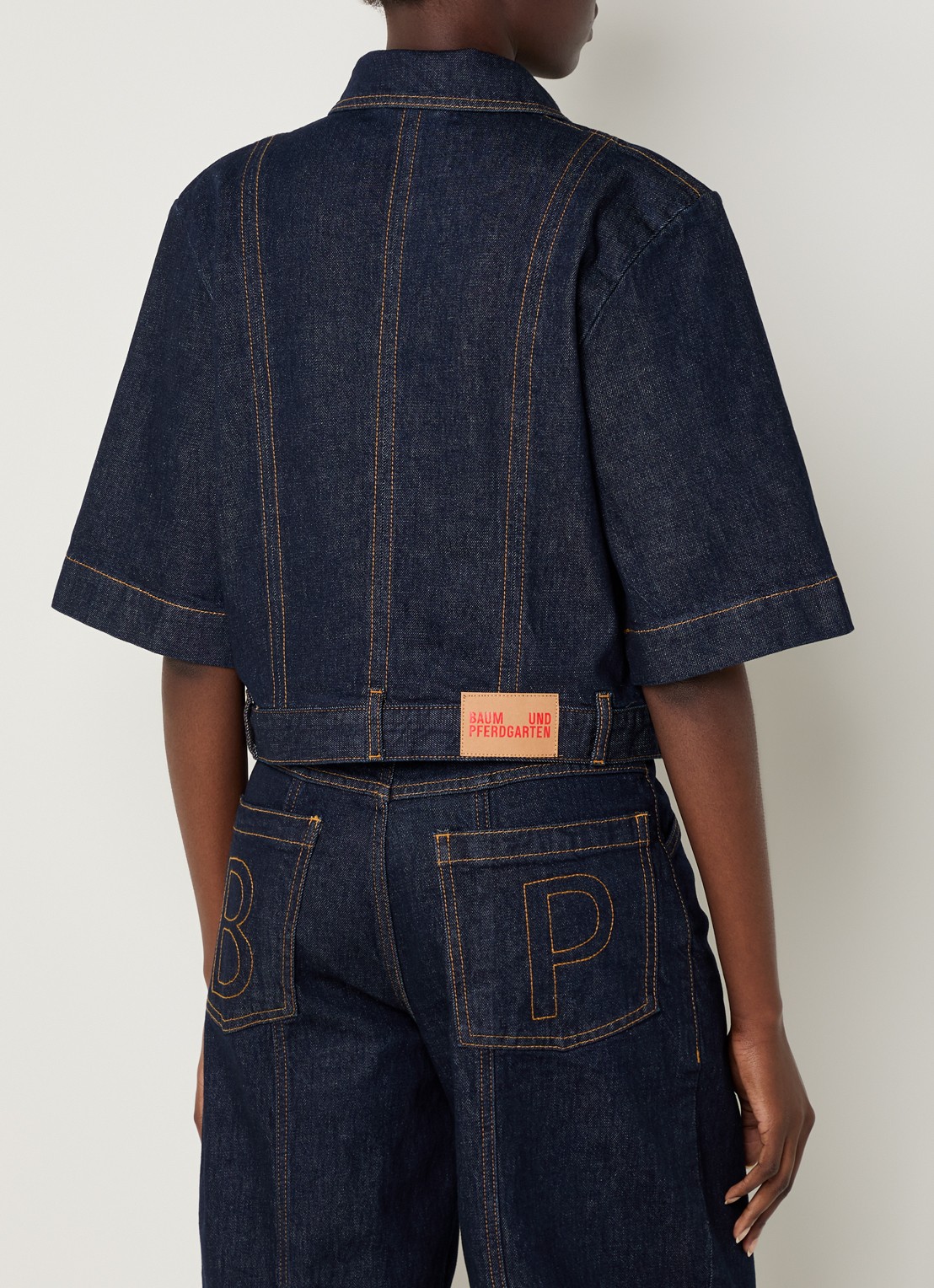 Baum und Pferdgarten Blouse van denim met borstzakken - achterkant 4 donkerblauw