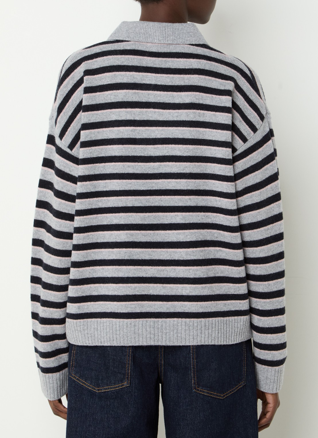Baum und Pferdgarten Cailey fijngebreid trui in merino wolblend met polokraag - achterkant grijs