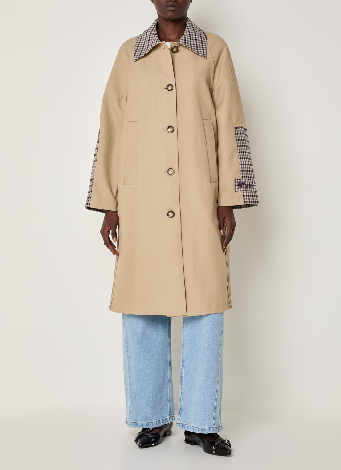 Baum und Pferdgarten Donnie trenchcoat met ruitdessin - detail 4 beige