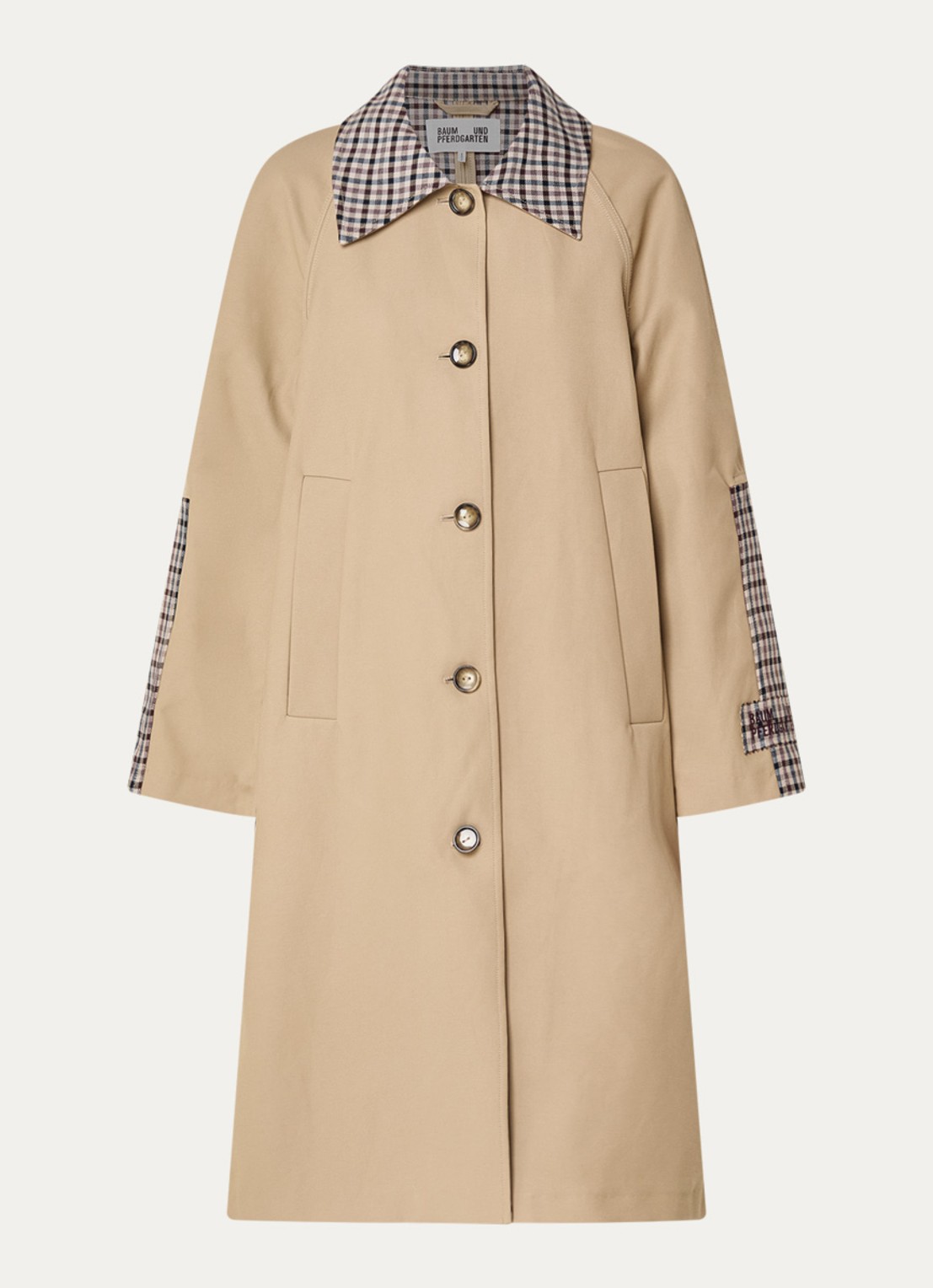 Baum und Pferdgarten Donnie trenchcoat met ruitdessin - voorkant beige