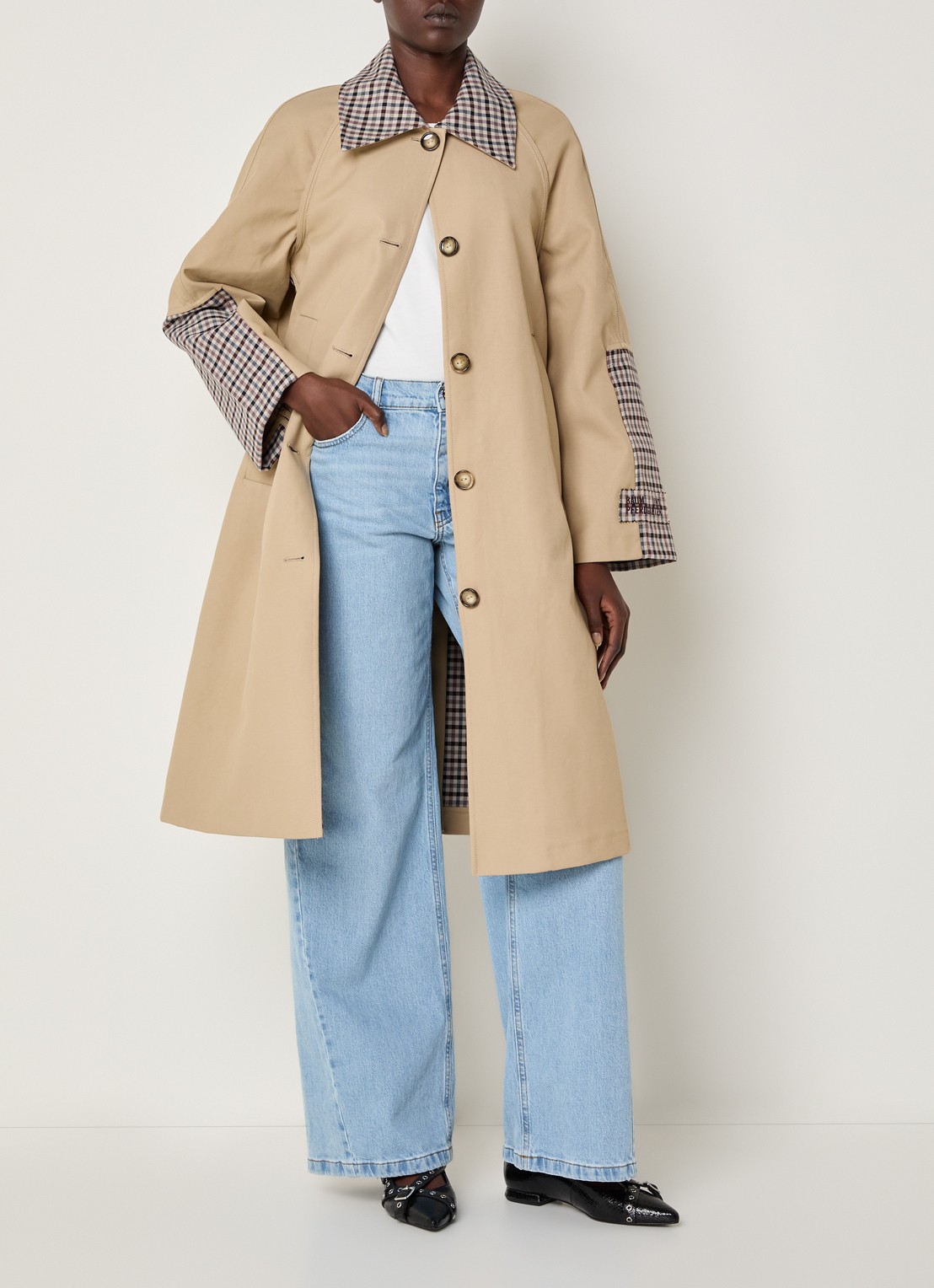 Baum und Pferdgarten Donnie trenchcoat met ruitdessin - voorkant 2 beige