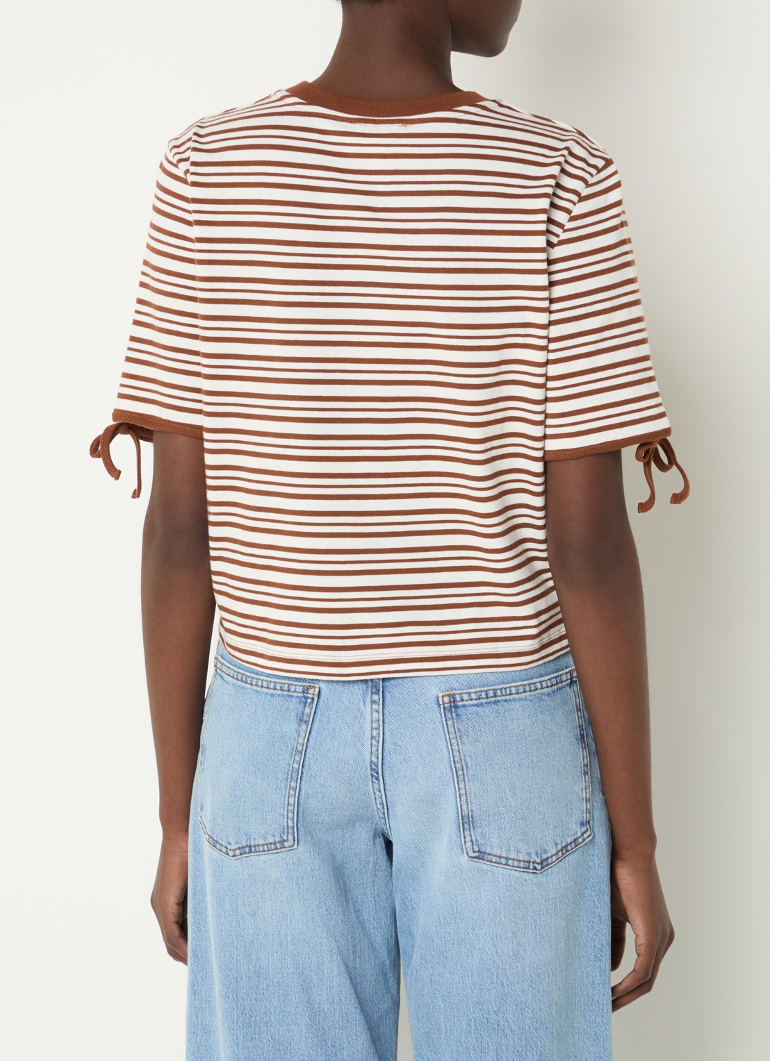 Baum und Pferdgarten Janet T-shirt met streepprint en gestrikt detail - achterkant 3 cognac