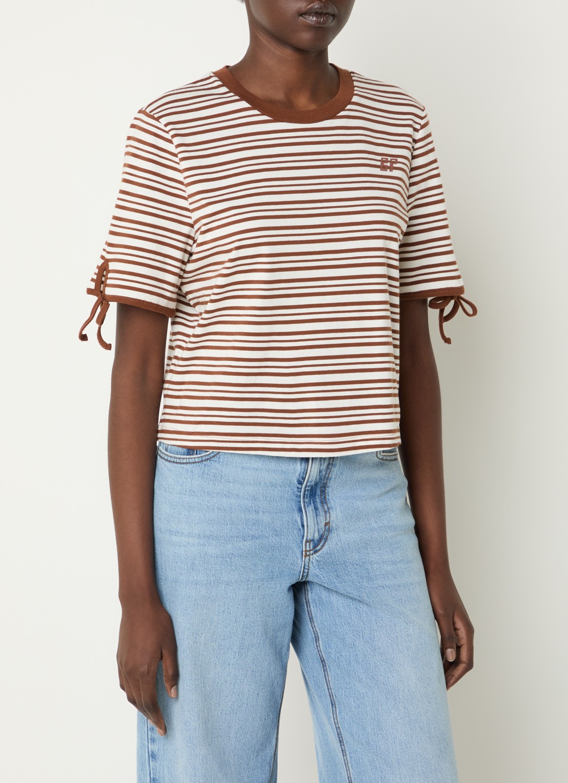 Baum und Pferdgarten Janet T-shirt met streepprint en gestrikt detail - detail 4 cognac