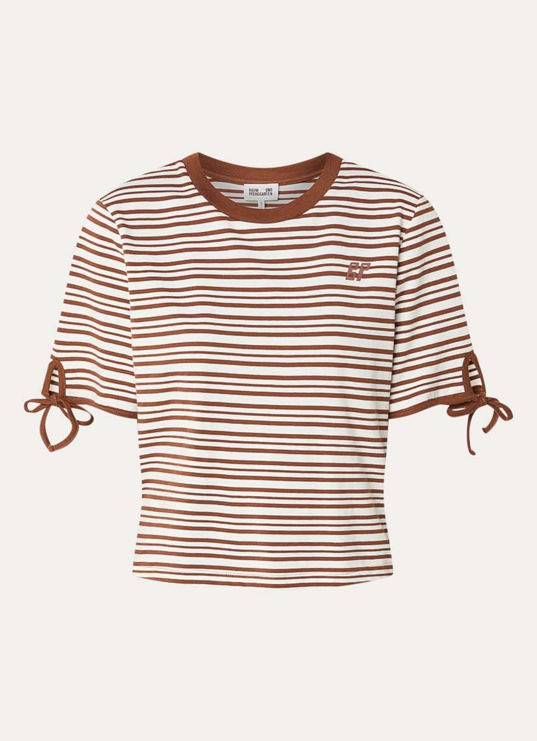 Baum und Pferdgarten Janet T-shirt met streepprint en gestrikt detail - voorkant cognac