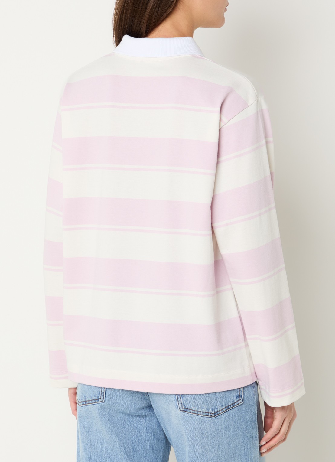 Baum und Pferdgarten Jeanne longsleeve met streepprint en polokraag - achterkant roze