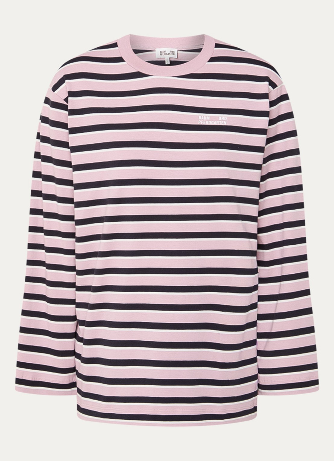 Baum und Pferdgarten Jeevana longsleeve met streepprint en logo - voorkant lichtroze