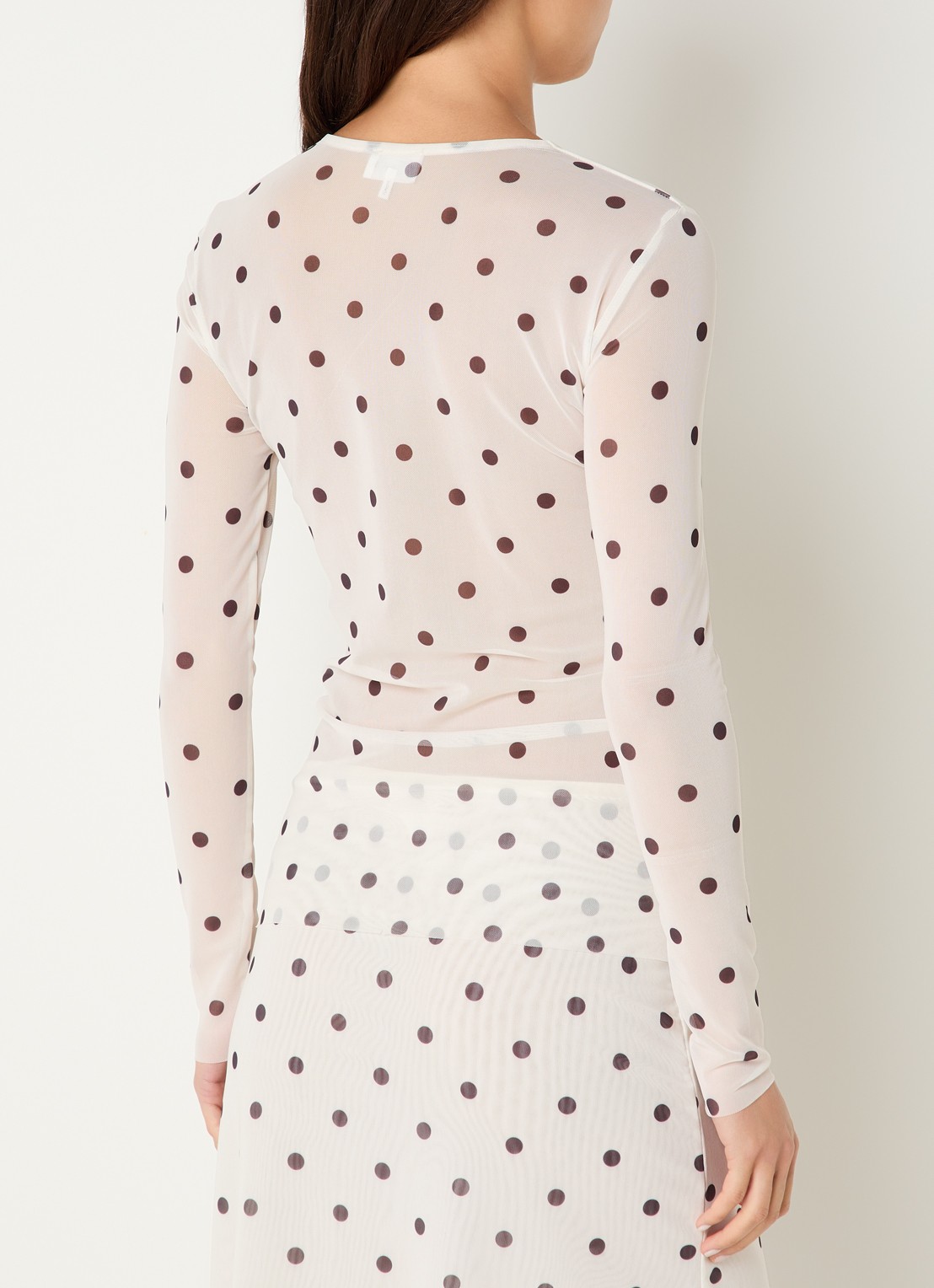 Baum und Pferdgarten Jodie semi-transparante top met stippenprint - achterkant 4 gebroken wit