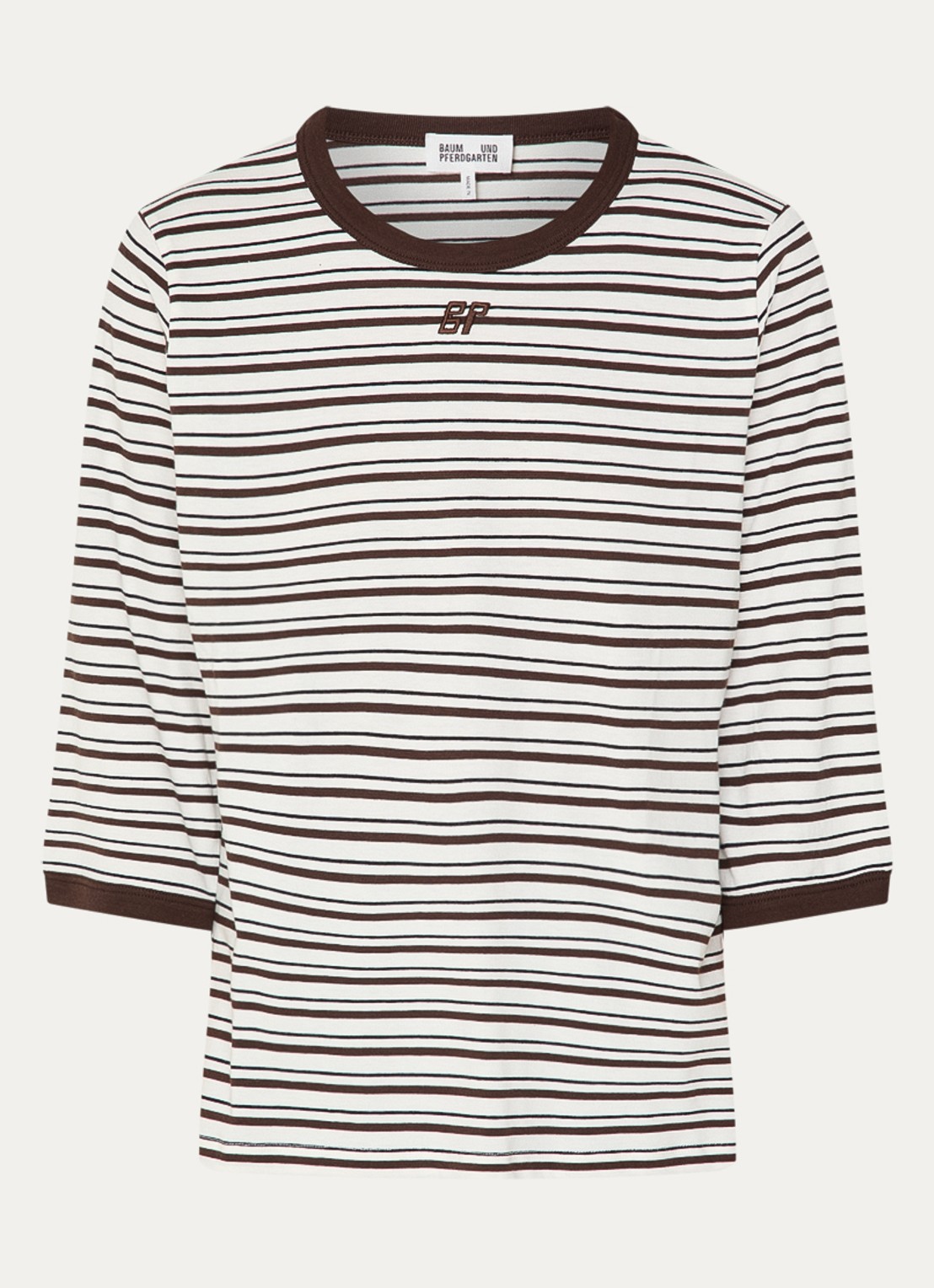 Baum und Pferdgarten Julien T-shirt met streepprint - voorkant donkerbruin