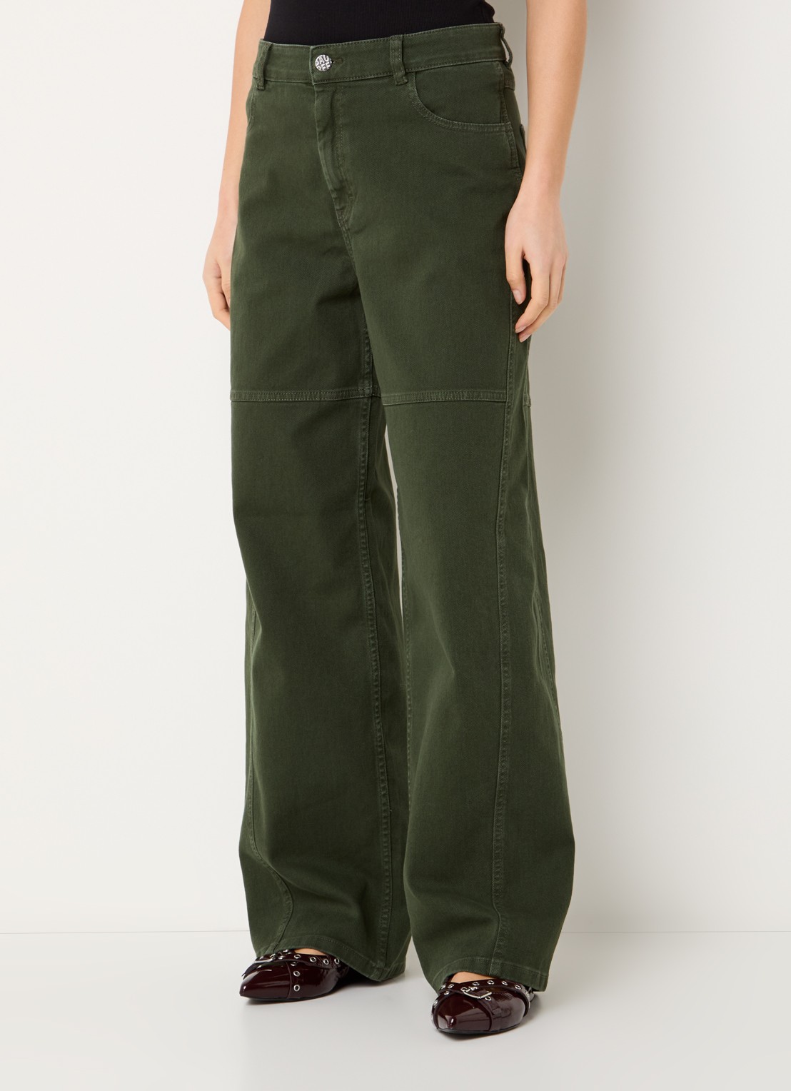 Baum und Pferdgarten Madel highwaist loose fit jeans met gekleurde wassing - detail 2 groen