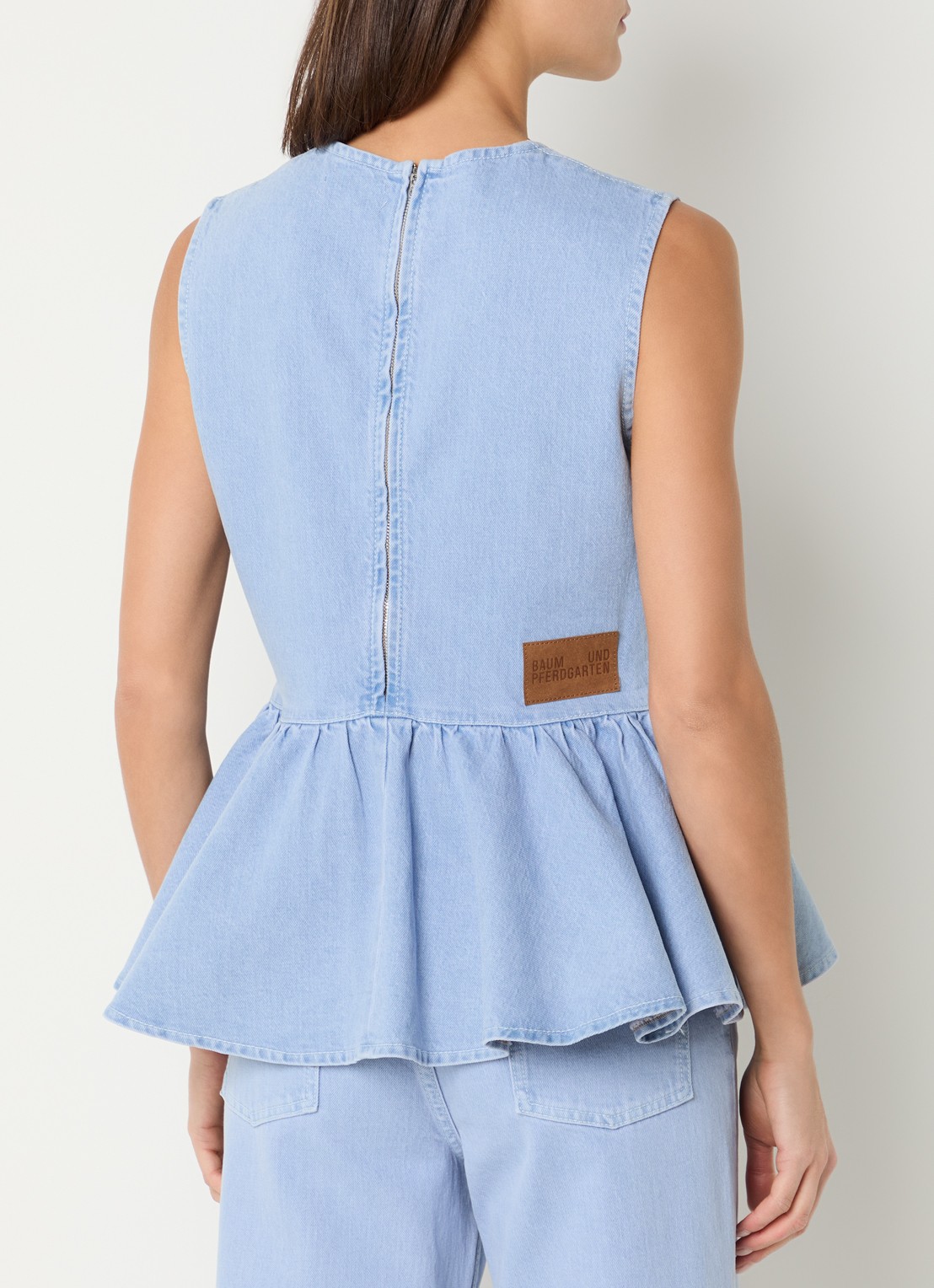 Baum und Pferdgarten Merja mouwloze top van denim met plooidetail - achterkant 4 indigo