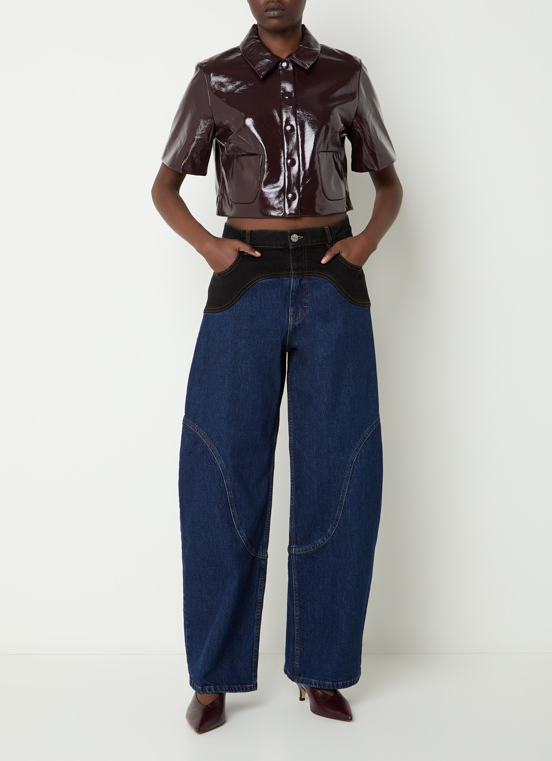 Baum und Pferdgarten Napolen high waist loose fit jeans met steekzakken - voorkant 3 indigo