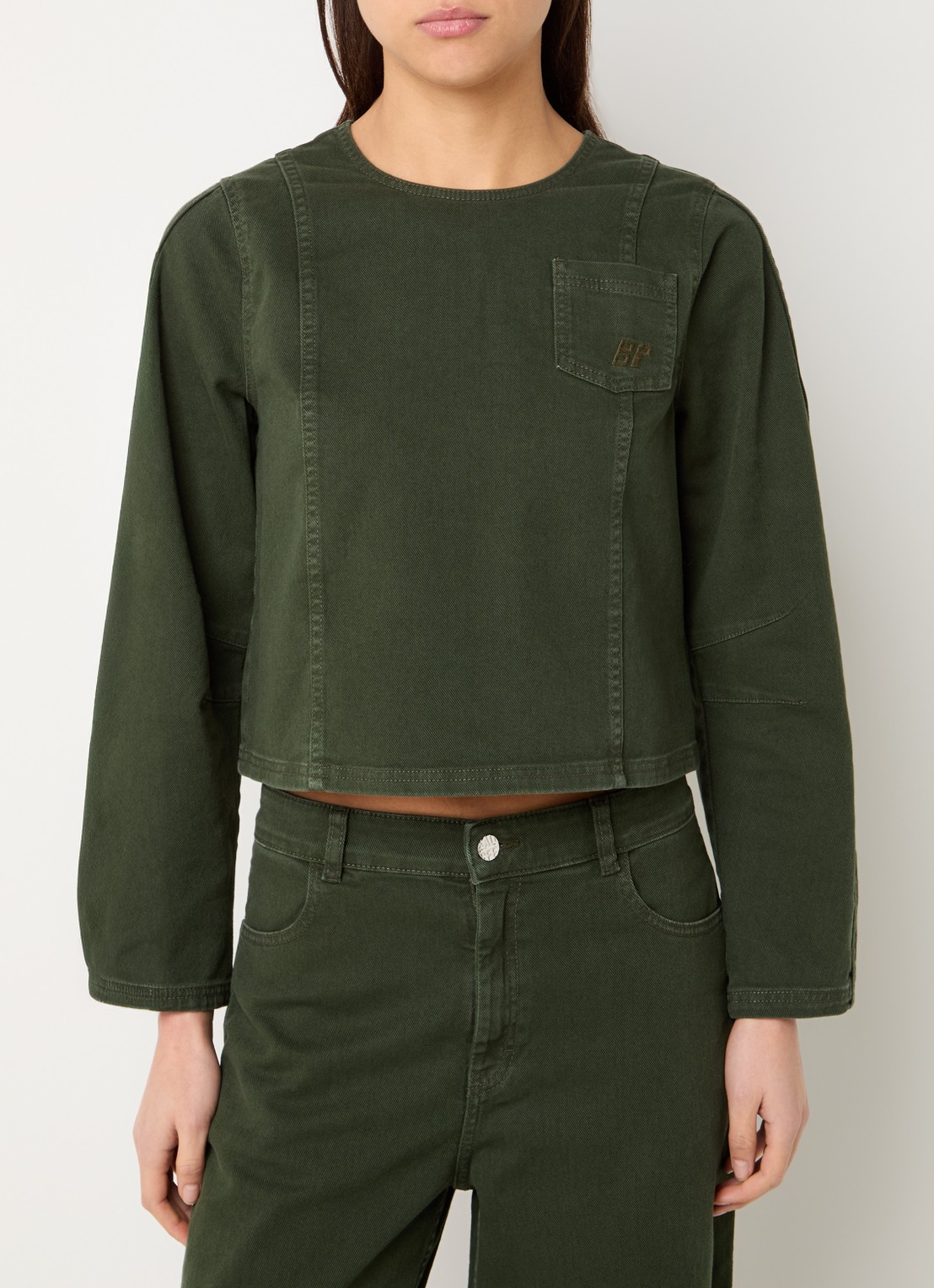 Baum und Pferdgarten Nikolin cropped sweater van denim - achterkant groen