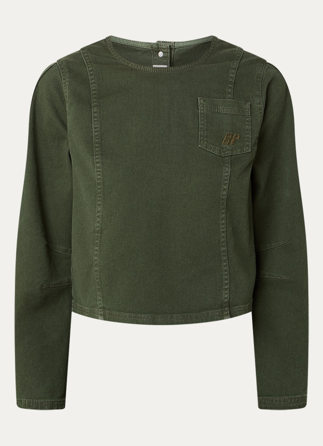 Baum und Pferdgarten Nikolin cropped sweater van denim - voorkant 3 groen