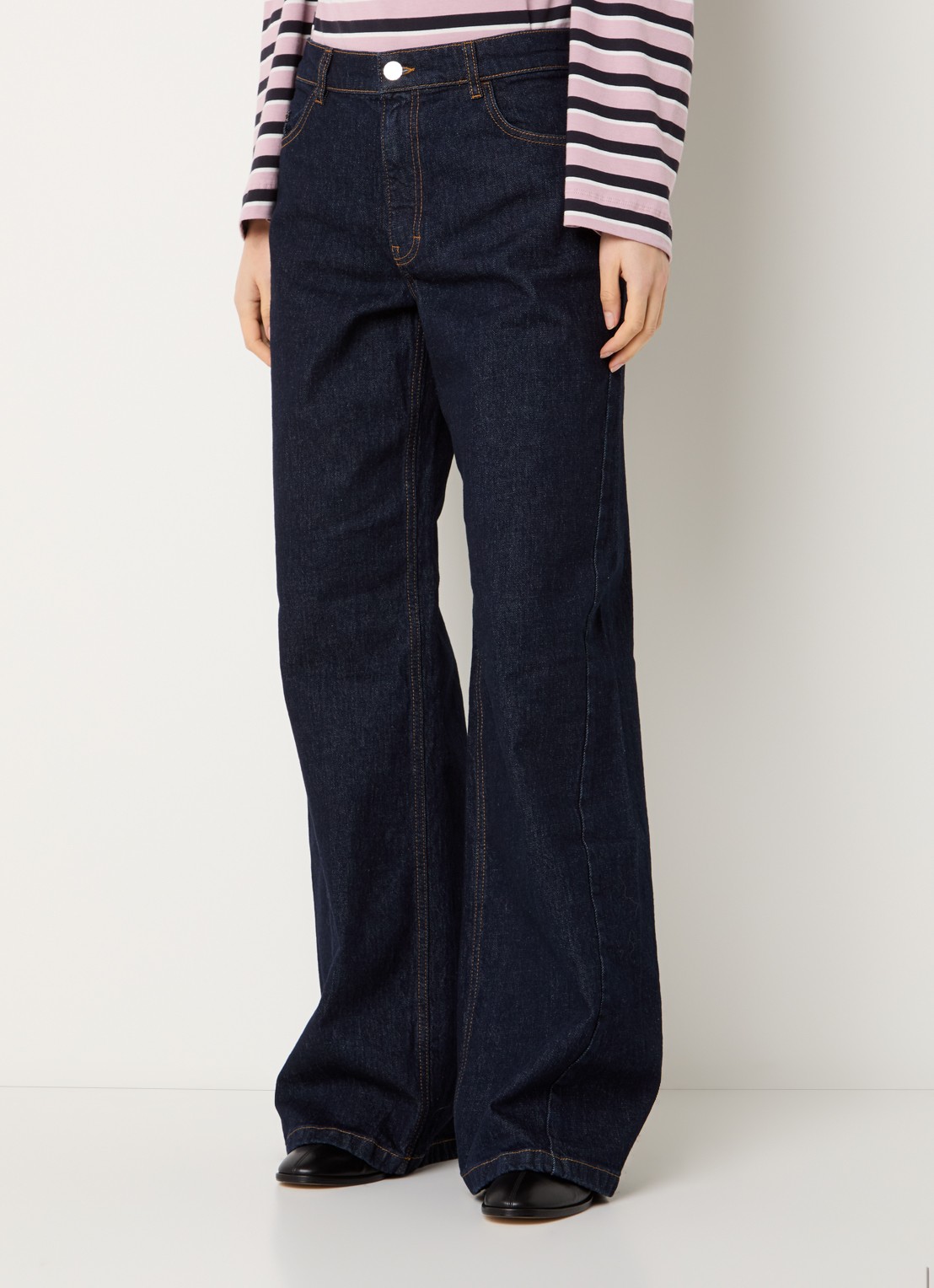 Baum und Pferdgarten No 02 high waist wide leg jeans met donkere wassing - detail 4 indigo