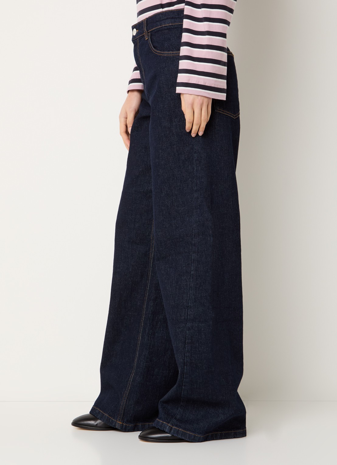 Baum und Pferdgarten No 02 high waist wide leg jeans met donkere wassing - detail 5 indigo