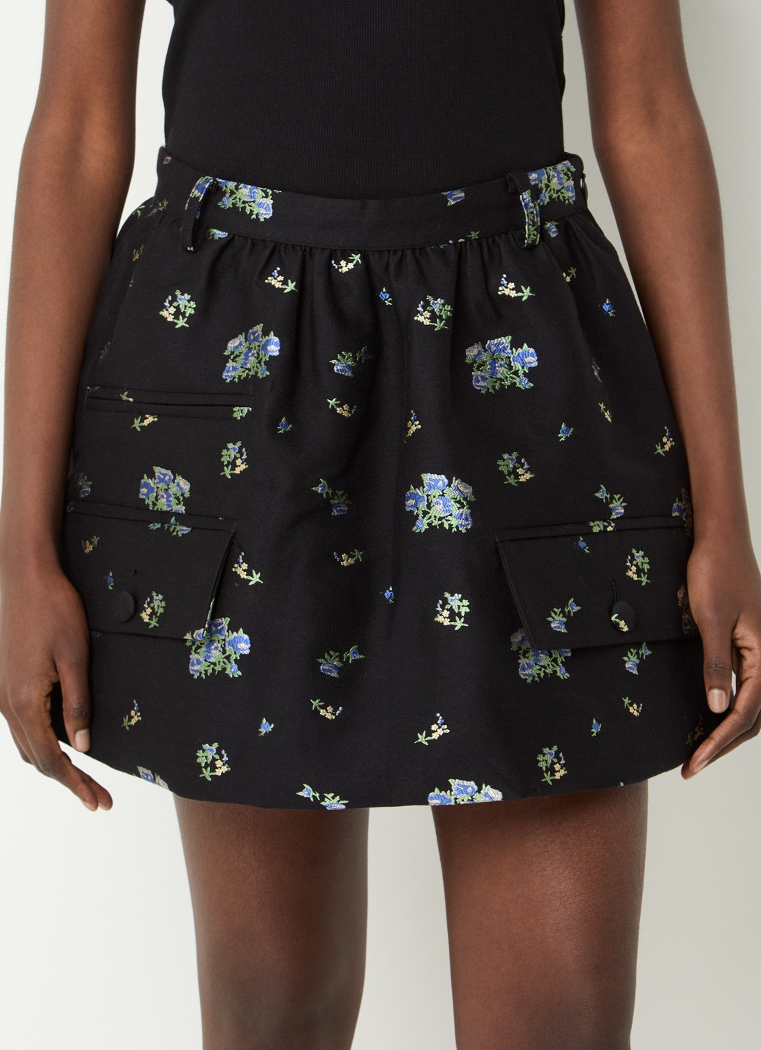 Baum und Pferdgarten Samaya mini A-lijn rok met jacquard dessin - detail 4 zwart